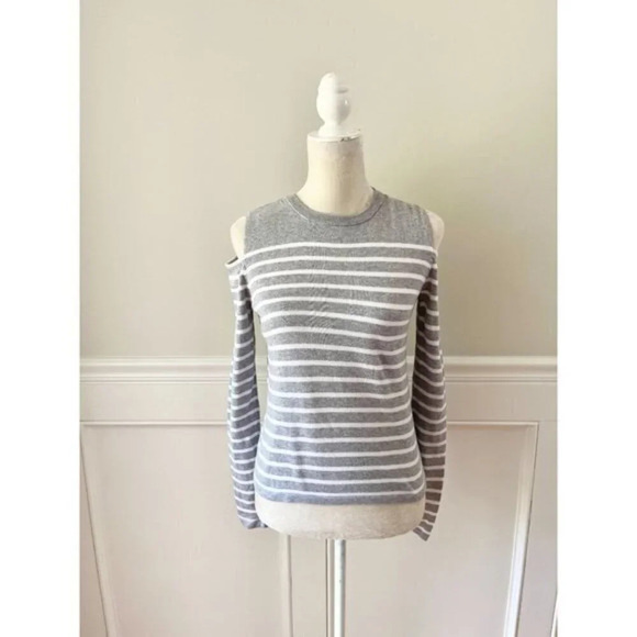 Forever 21 Gray & White Stripe Sweater S - Picture 1 of 4